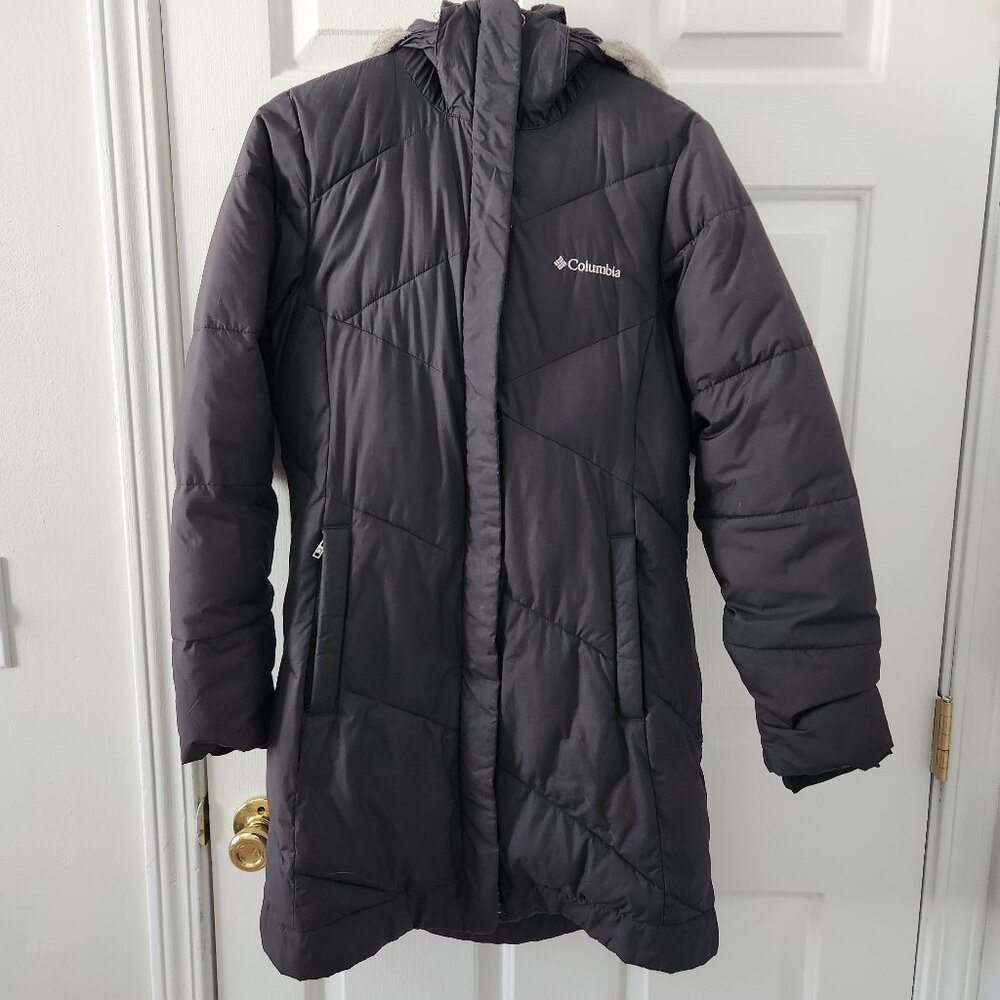 Columbia Black Hooded Puffer Coat Jacket - Size S